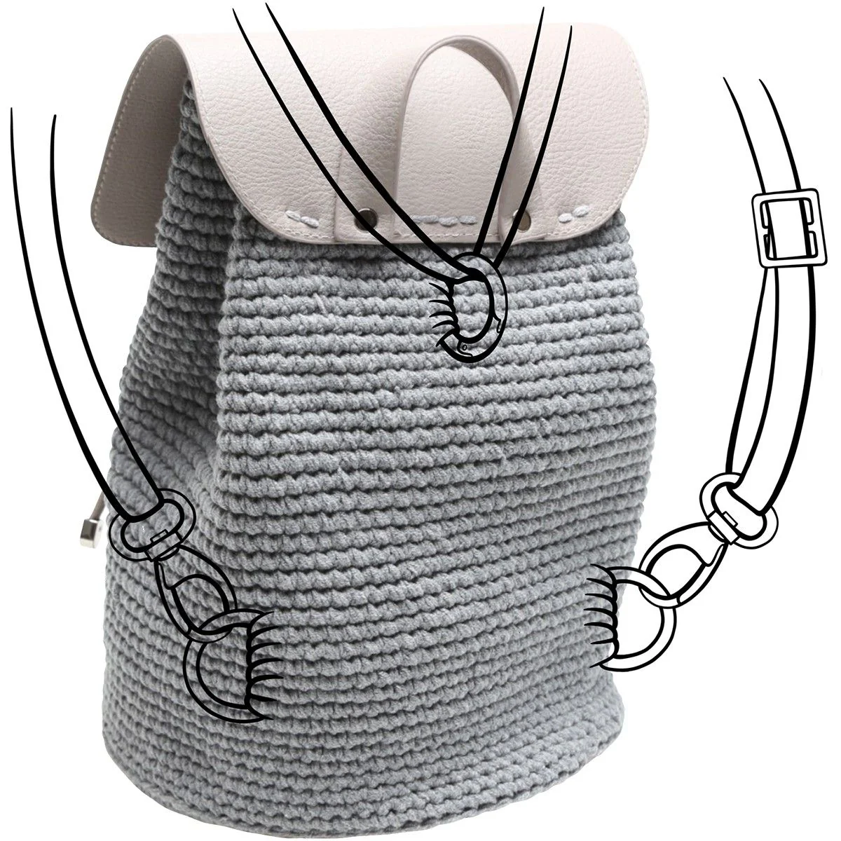 Taschenklappe mit Magnetknopf - Beige/Silber - Image 7