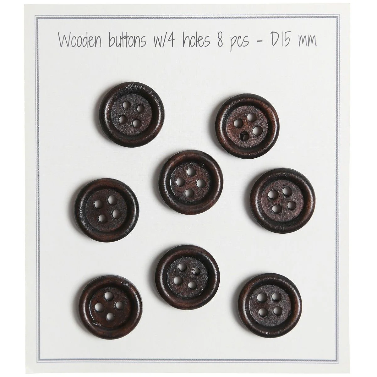 Holzknöpfe - Round Groove - Dunkel - 8 stk.